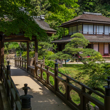 YOKOHAMA, KANAGAWA-KEN, JAPAN - 2015/05/06: Sankeien was once the private property of the silk baron Hara Sankei, and was opened to the public in 1904. Hara wanted to share the beauty of his fortune by opening up his grounds. The cherry blossoms in spring and maple leaves in autumn make Sankeien a favorite spot in Yokohama for both residents and visitors. Besides the landmark three-storied pagoda, koi ponds, streams and an elegant feudal lords residence, numerous tea houses are scattered through the garden. (Photo by John S Lander/LightRocket via Getty Images)