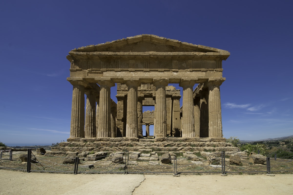 Agrigento, in Sicily. Concordia Temple, frontal view
