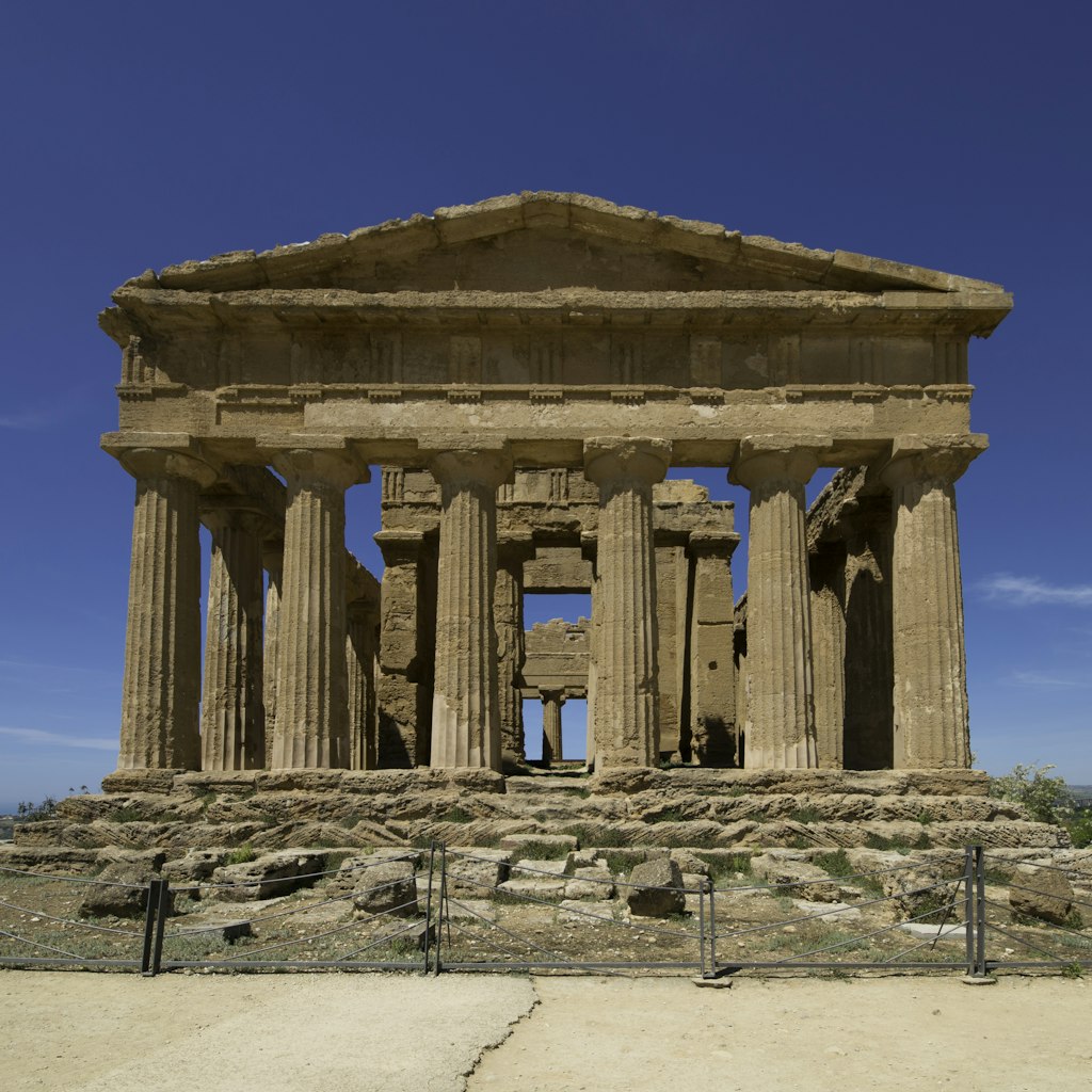 Agrigento, in Sicily. Concordia Temple, frontal view