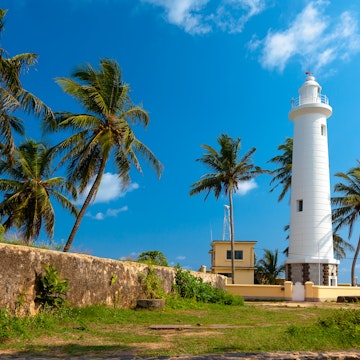 Scenic view at white lighthouse in Galle fort