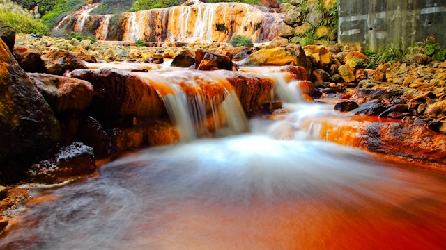 Golden waterfall,Jiufen,Taiwan