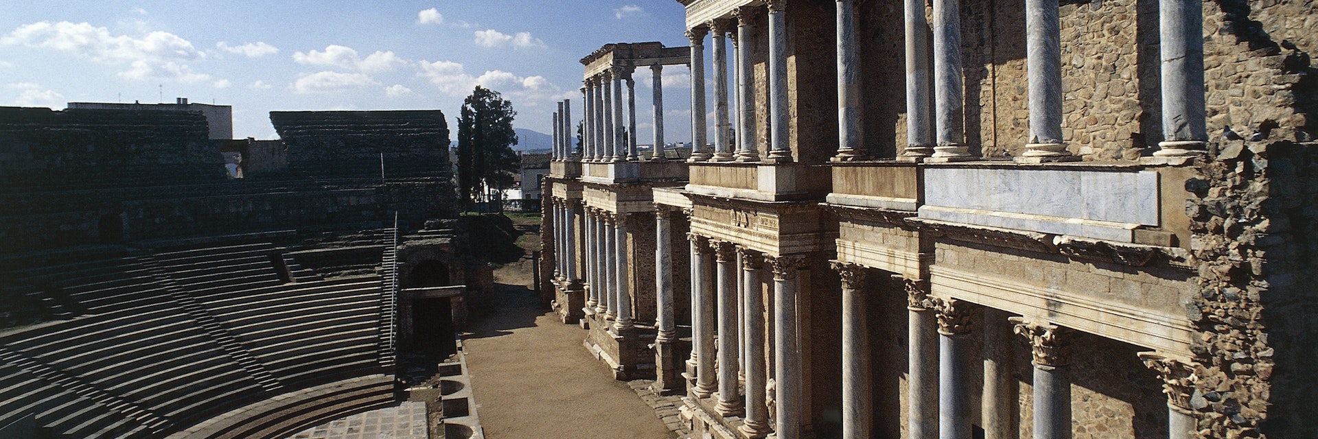 The Roman theatre of Merida (Unesco World Heritage List, 1993), Extremadura, Spain. Roman civilisation, 15-16 BC.