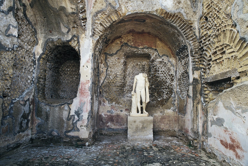 Headless statue of Mercury, Archaeological Park of Baia, Campania, Italy, Roman civilization, 1st century BC-1st century AD