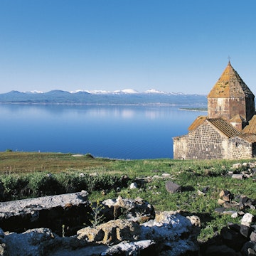 ARMENIA - APRIL 08: Holy Mother of God Church, 1215-1255, on Lake Sevan, Armenia. (Photo by DeAgostini/Getty Images)