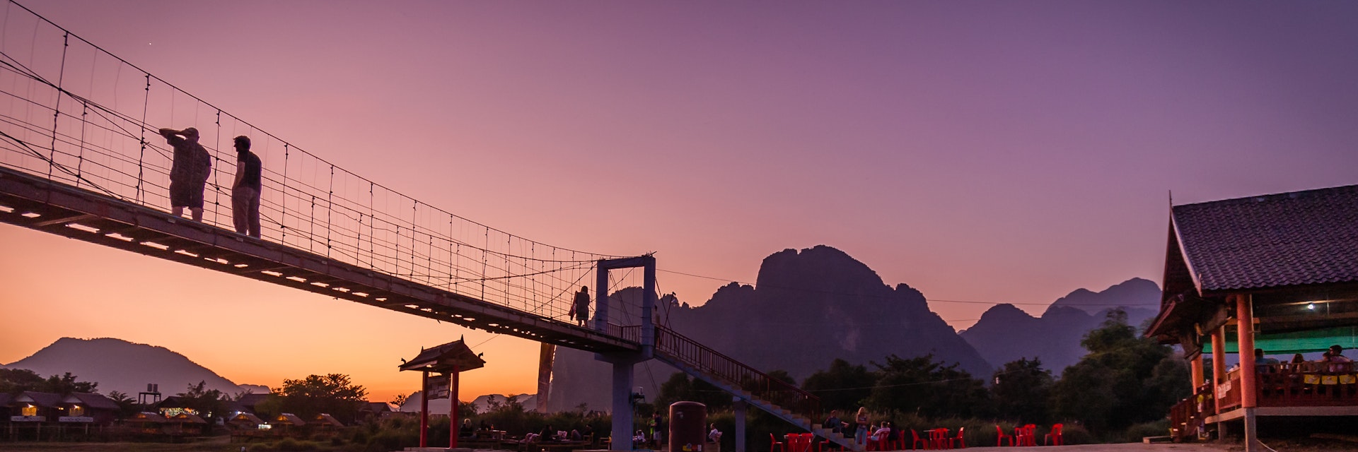 Sunset over the Nam Song River in Vang Vieng, Laos