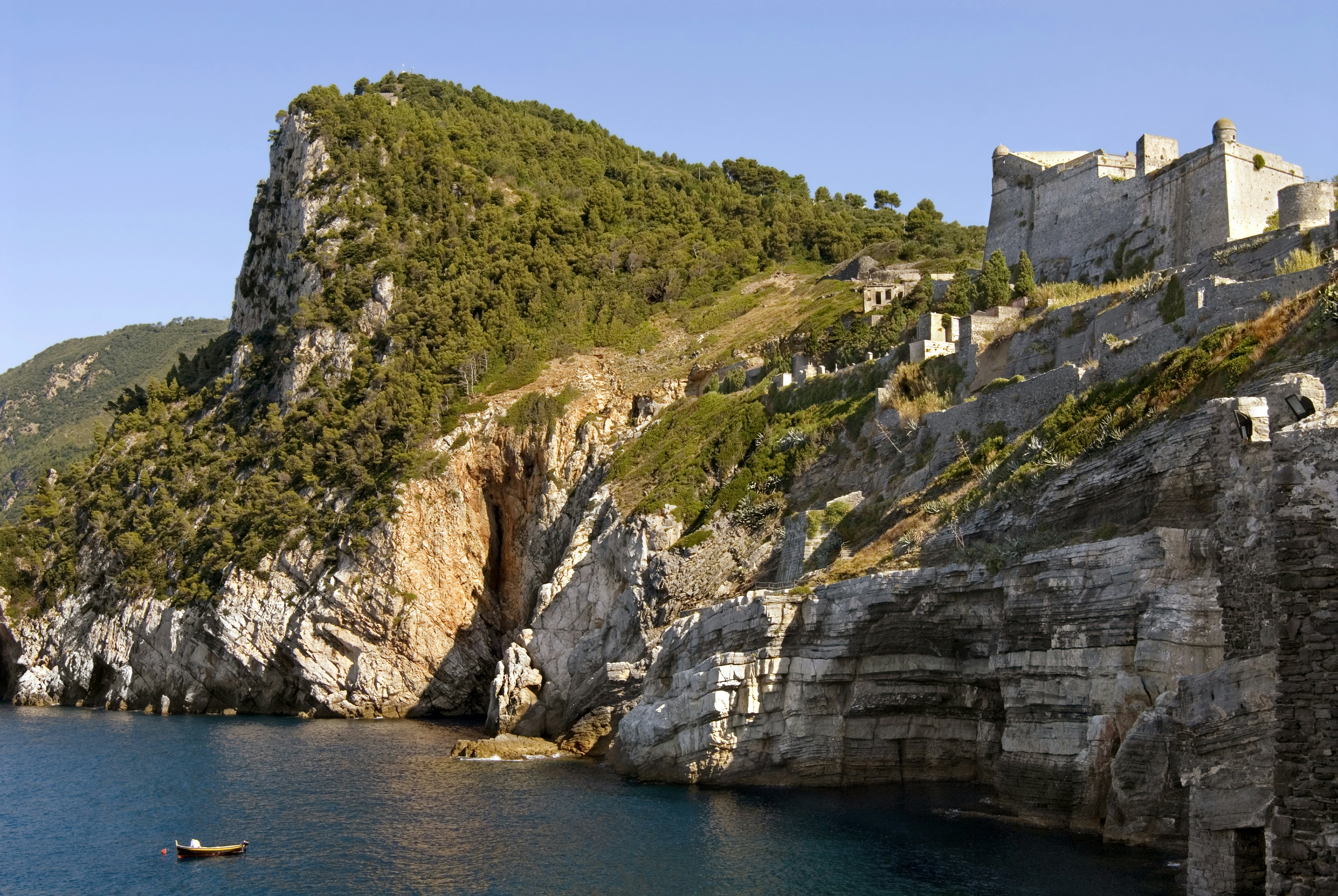 PORTOVENERE, ITALY - 2009/08/06: Doria Castle at the coastline of the Cinque Terre National Park. (Photo by Olaf Protze/LightRocket via Getty Images)
