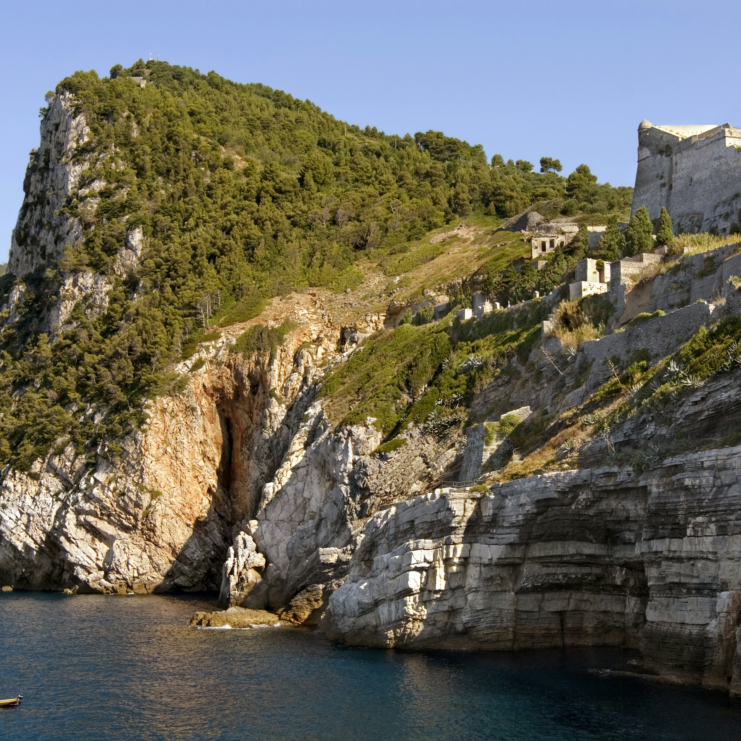 PORTOVENERE, ITALY - 2009/08/06: Doria Castle at the coastline of the Cinque Terre National Park. (Photo by Olaf Protze/LightRocket via Getty Images)