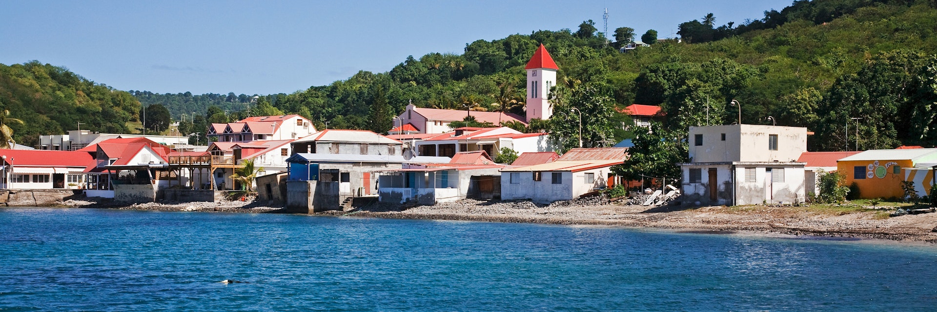 Townscape of Deshaies, Deshaies, Arrondissement of Basse-Terre, Guadeloupe, France