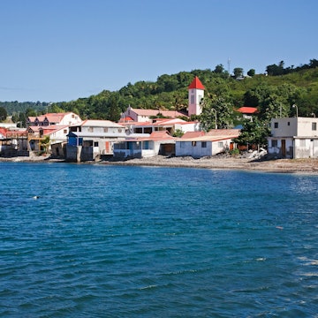 Townscape of Deshaies, Deshaies, Arrondissement of Basse-Terre, Guadeloupe, France