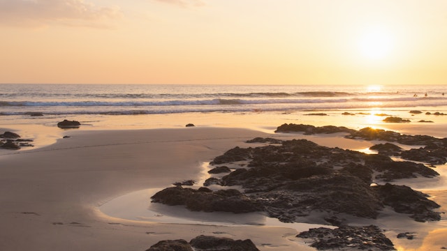 Sunset on beach with Ocean, Costa Rica