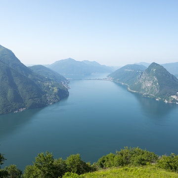 Panoramic view over Lago di Lugano