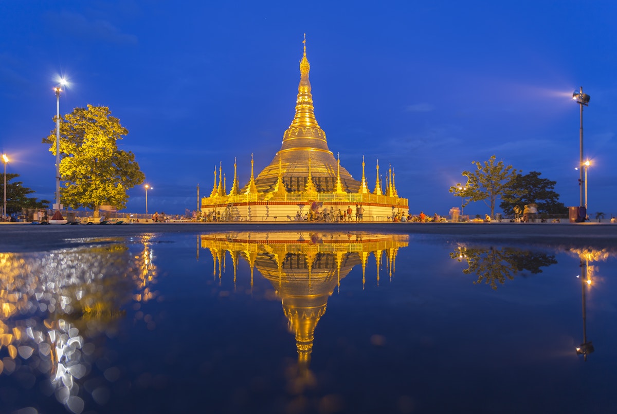 The reflection of Shwedagon Pagoda, Myanmar