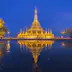 The reflection of Shwedagon Pagoda, Myanmar
