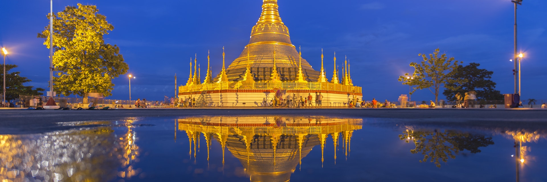 The reflection of Shwedagon Pagoda, Myanmar