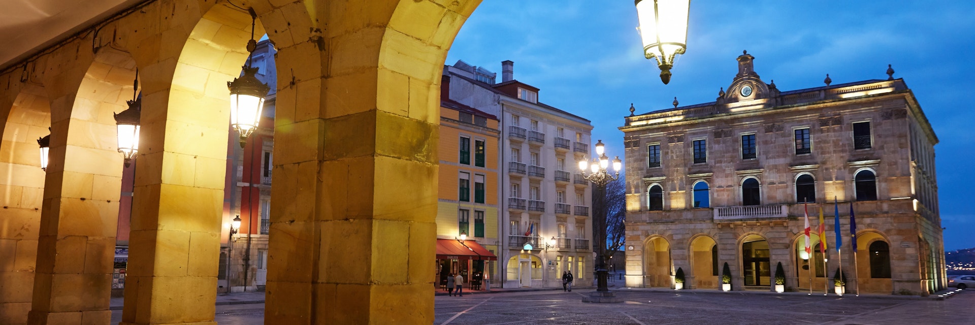 Main Square and Town Hall, Plaza Mayor, Gijon, Asturias, Spain
