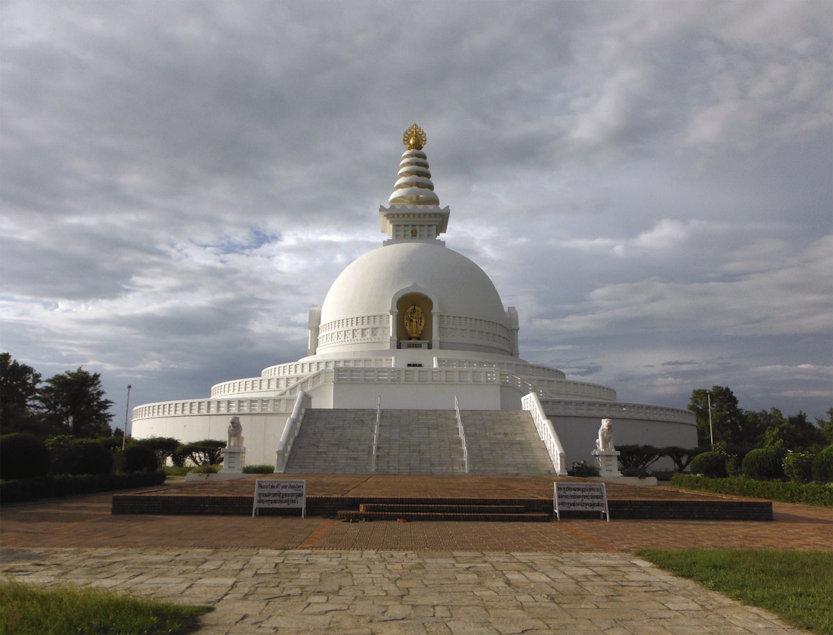 Frontal View of the World Peace Pagoda in Lumbini