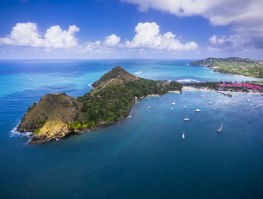 Caribbean, St. Lucia, Cap Estate, Pigeon Island National Park and Fort Rodney