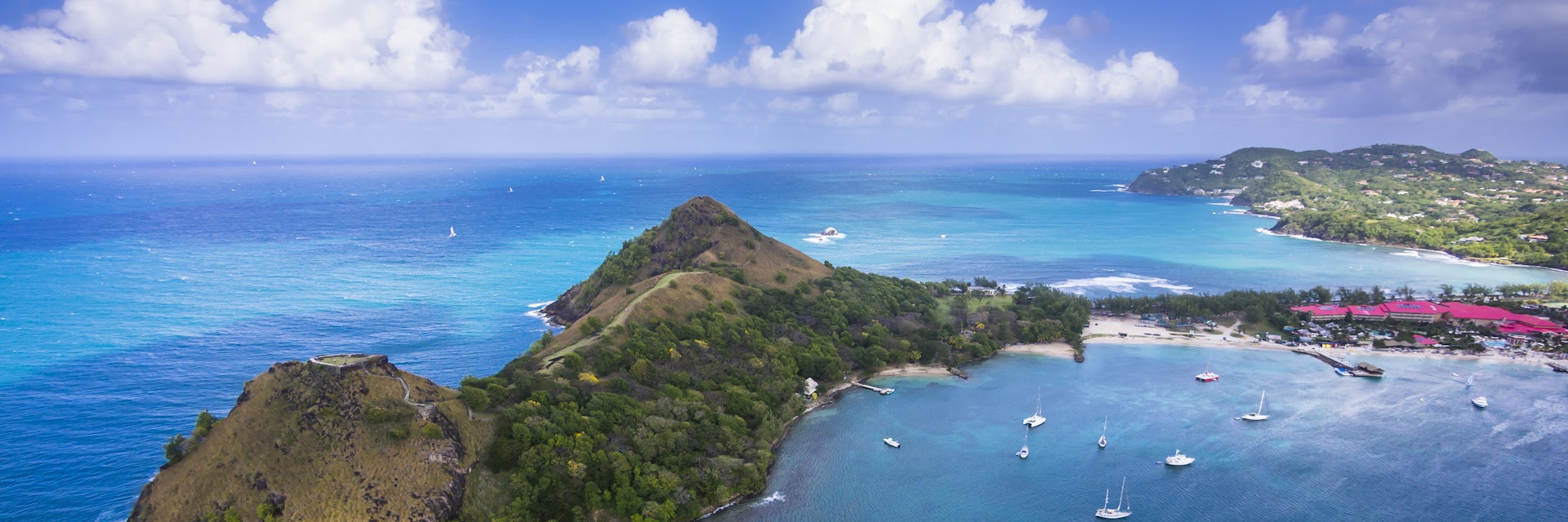 Caribbean, St. Lucia, Cap Estate, Pigeon Island National Park and Fort Rodney