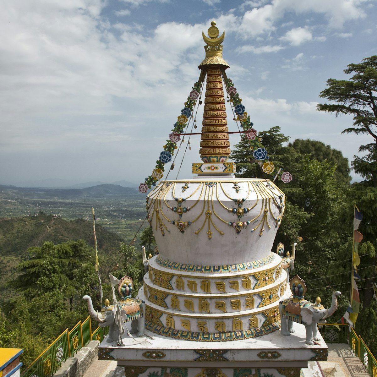 A Tibetan Stupa On The Grounds Of The Tsuglagkhang Complex Which Is The Dalai Lamas Residence In Exile In Mcleod Gang, Dharmsala, India. (Photo By: Education Images/UIG via Getty Images)