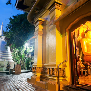 Sri Lanka, Colombo, Budda statue in Gangaramaya Temple