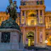 Austria, Vienna, view to lighted Hofburg Palace at twilight
