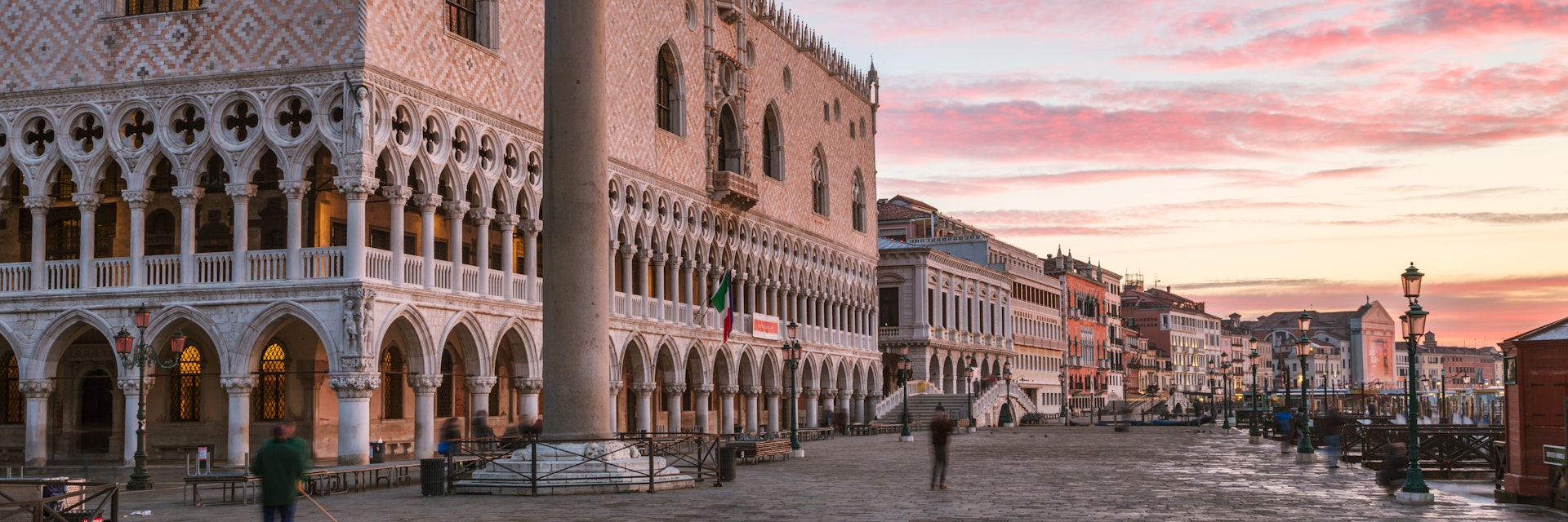 Awesome sunrise over Doges palace, Venice