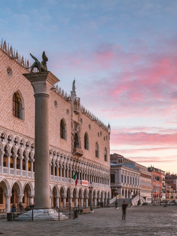 Awesome sunrise over Doges palace, Venice
