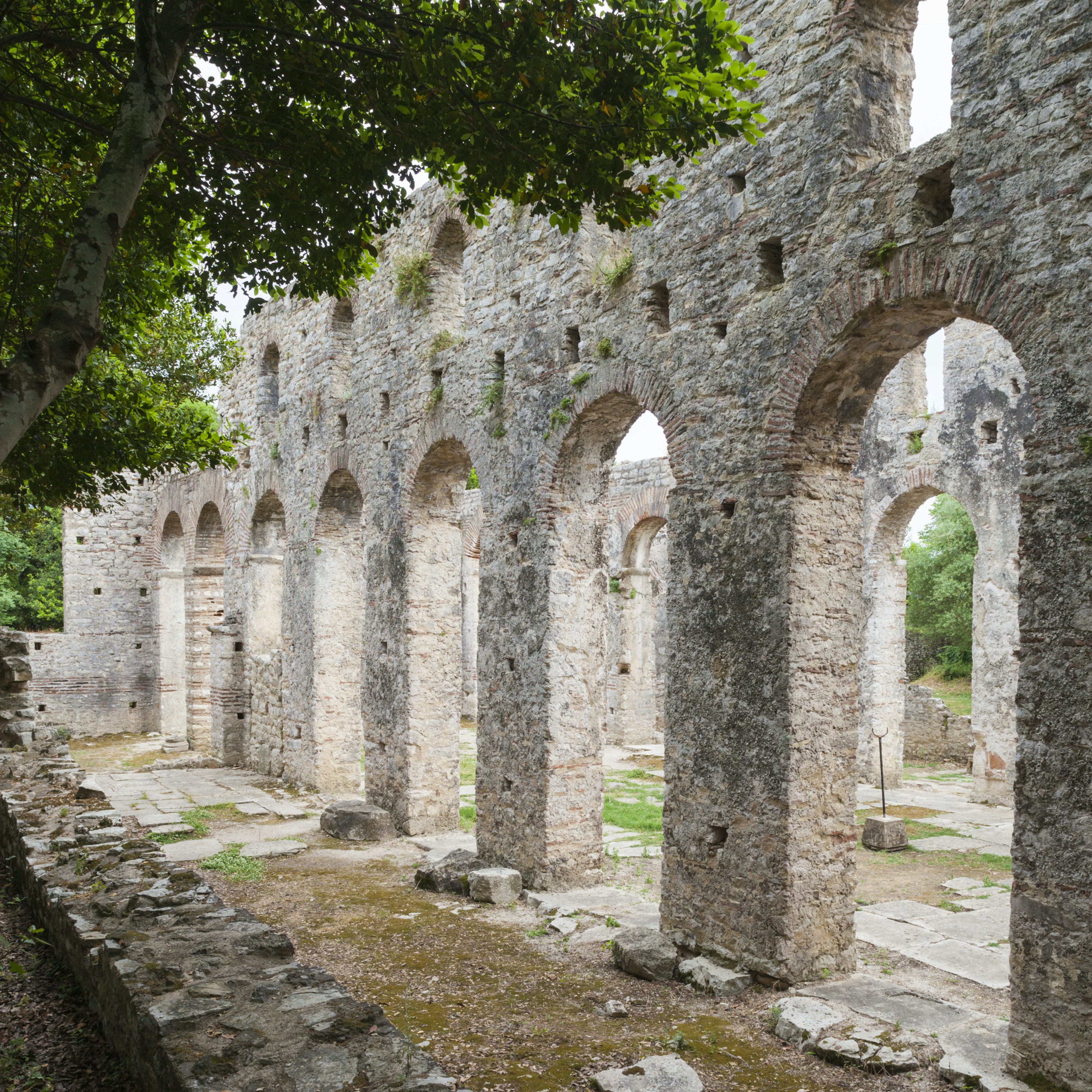 Basilica, Ruins of 6th century Greek city, Butrint, Albanian Riviera, Albania