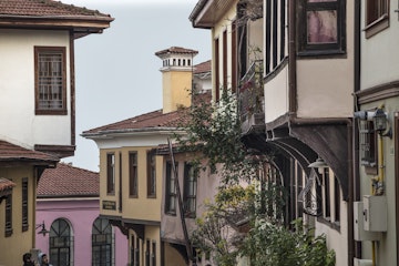 Historical Turkish houses near Bursa Citadel