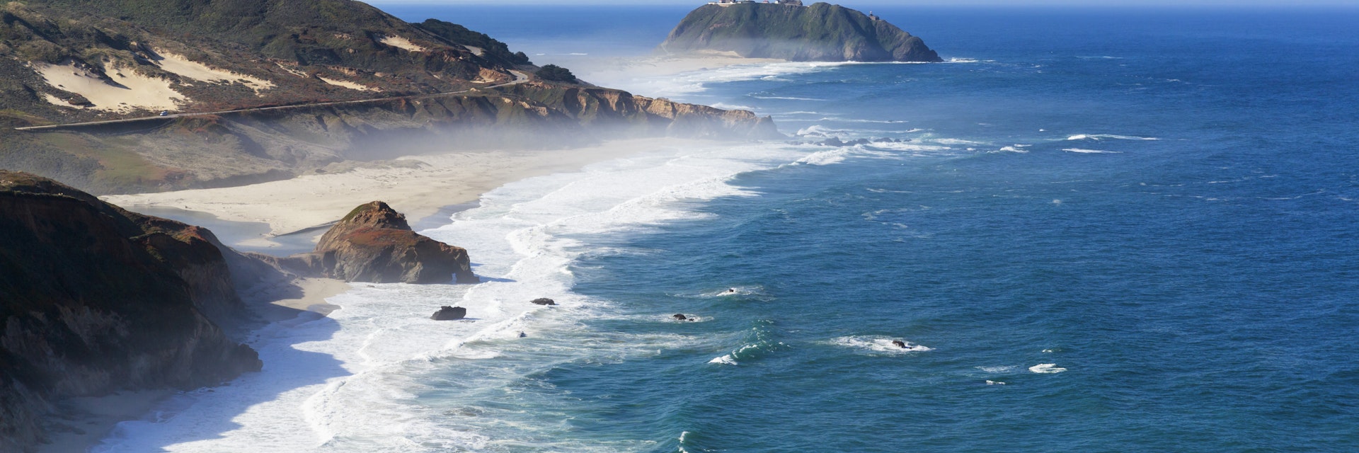 USA, California, Pacific Coast, National Scenic Byway, Big Sur, Point Sur State Historic Park, View to Point Sur Lighthouse