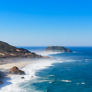 USA, California, Pacific Coast, National Scenic Byway, Big Sur, Point Sur State Historic Park, View to Point Sur Lighthouse