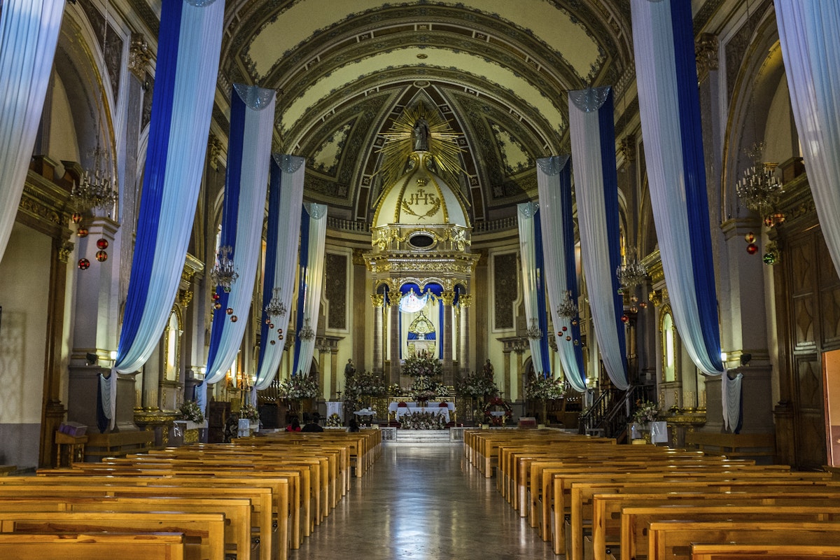 Patzcuaro's Basilica Church in Mexico interior