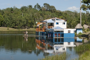 Boat house on lake in Las Terrazas, Cuba
