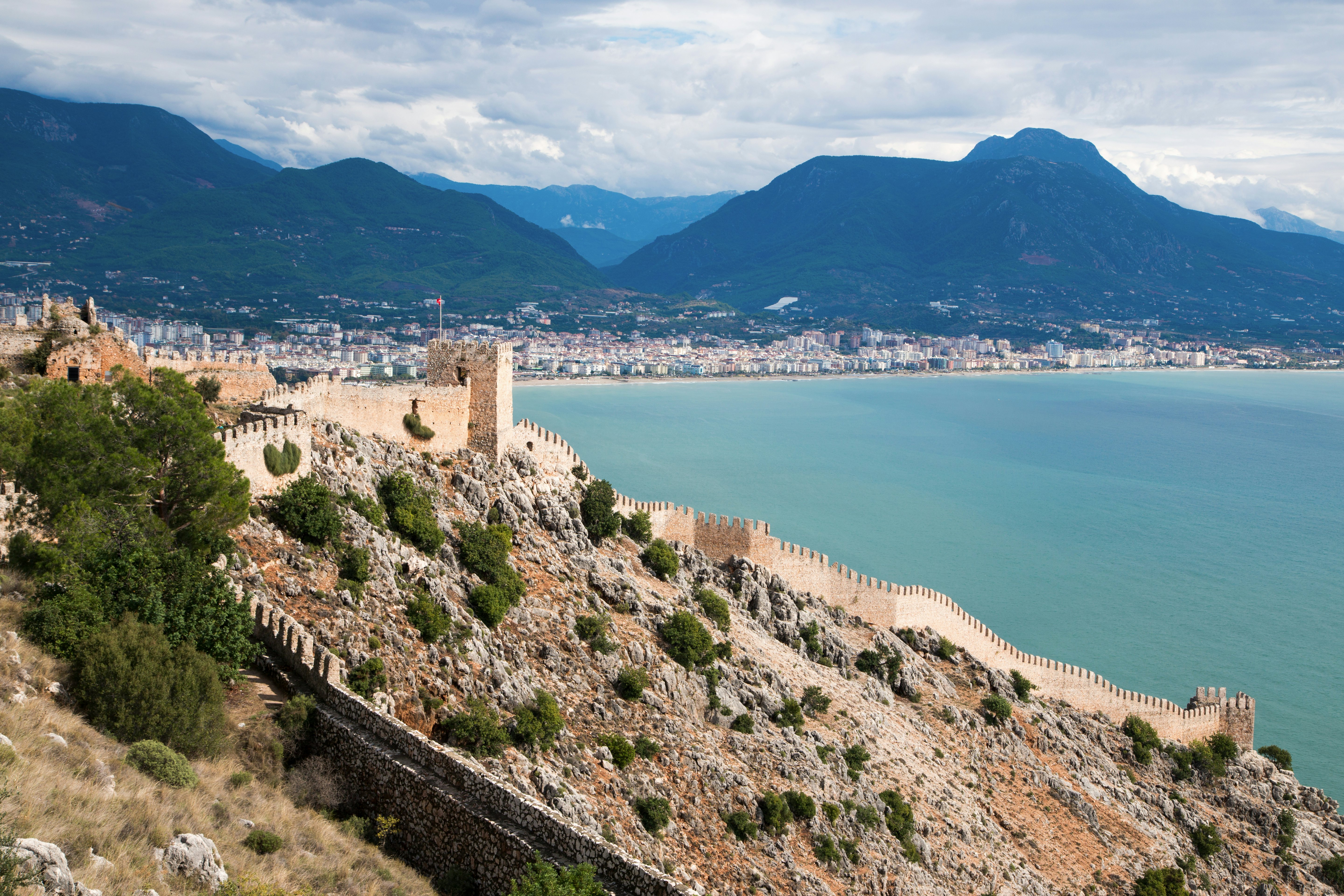 Alanya Castle walls and coastline