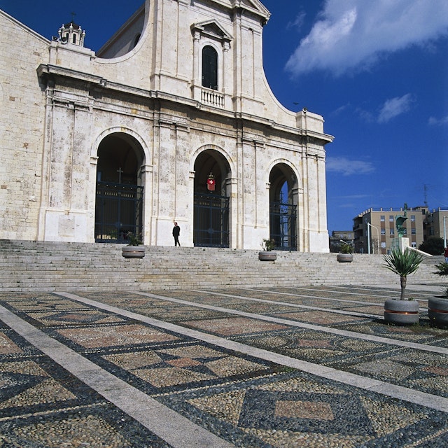 ITALY - JANUARY 11: The facade of the Basilica of Our Lady of Bonaria, Cagliari, Sardinia, Italy. (Photo by DeAgostini/Getty Images)