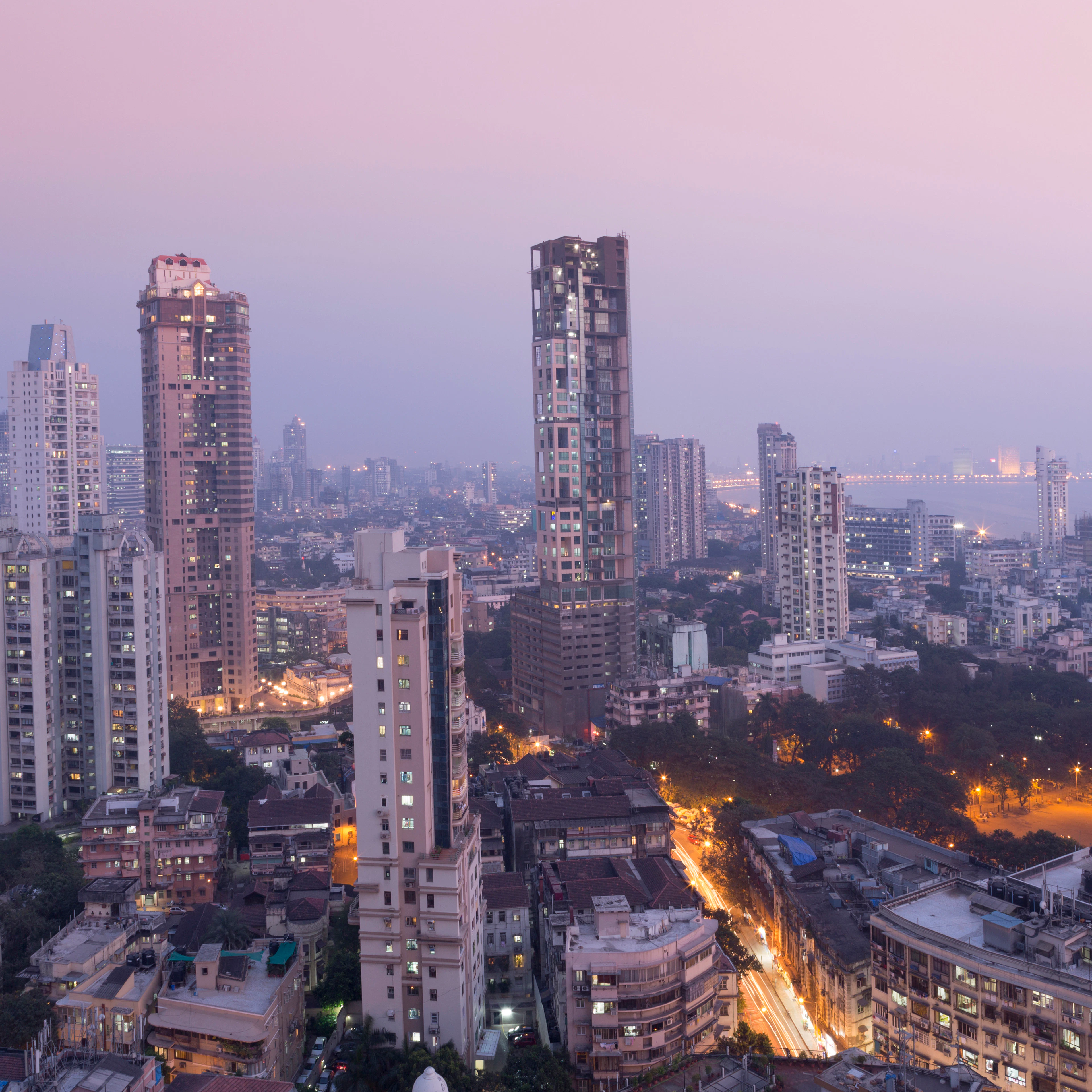 Mumbai skyline from Malabar Hill, Mumbai, Maharashtra, India, Asia