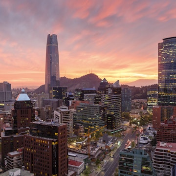 Skyline of Santiago with the Gran Torre, Santiago, Chile, South America