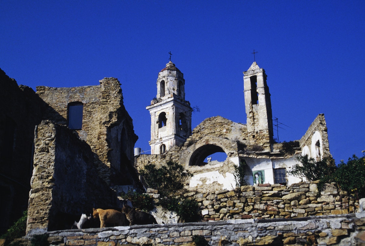 Ruins of Church of SantEgidio, Bussana Vecchia, Liguria, Italy