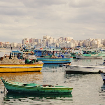 Boats in harbour, Alexandria, Egypt