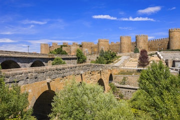 The walled town and the Romanesque bridge