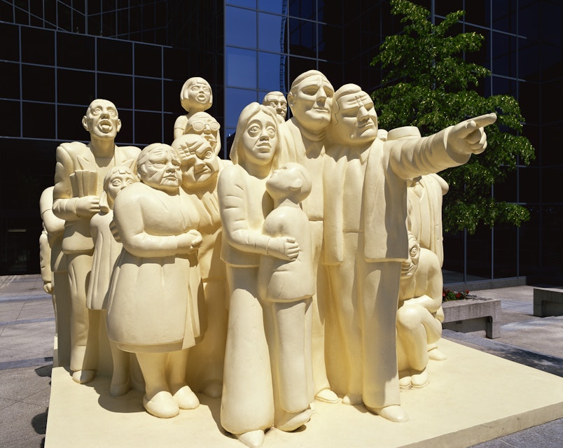 The Illuminated Crowd Sculpture in front of BNP Building, Montreal, Quebec, Canada