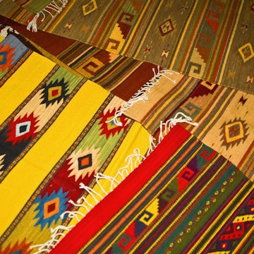High angle view of carpets, Teotitlan Del Valle, Oaxaca State, Mexico