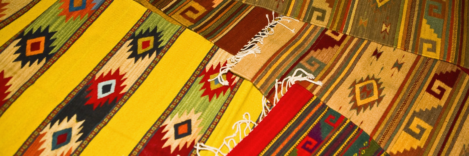 High angle view of carpets, Teotitlan Del Valle, Oaxaca State, Mexico