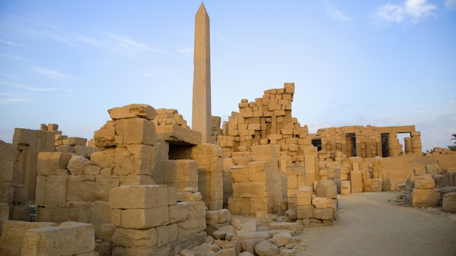 view ancient ruins of egypt sunrise
