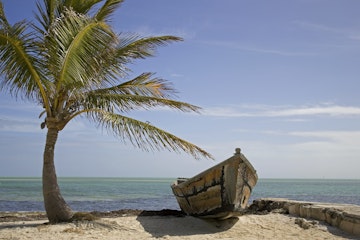 Empty boat on the beach, Florida, Islamorada