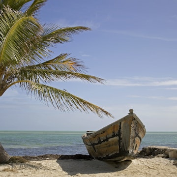 Empty boat on the beach, Florida, Islamorada