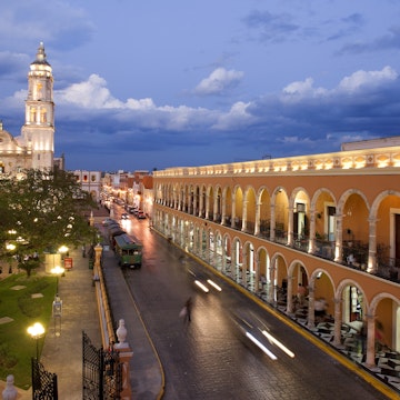 Mexico, Campeche State, Campeche City, historical center listed as World Heritage by UNESCO , the Zocalo, the cathedral and the library