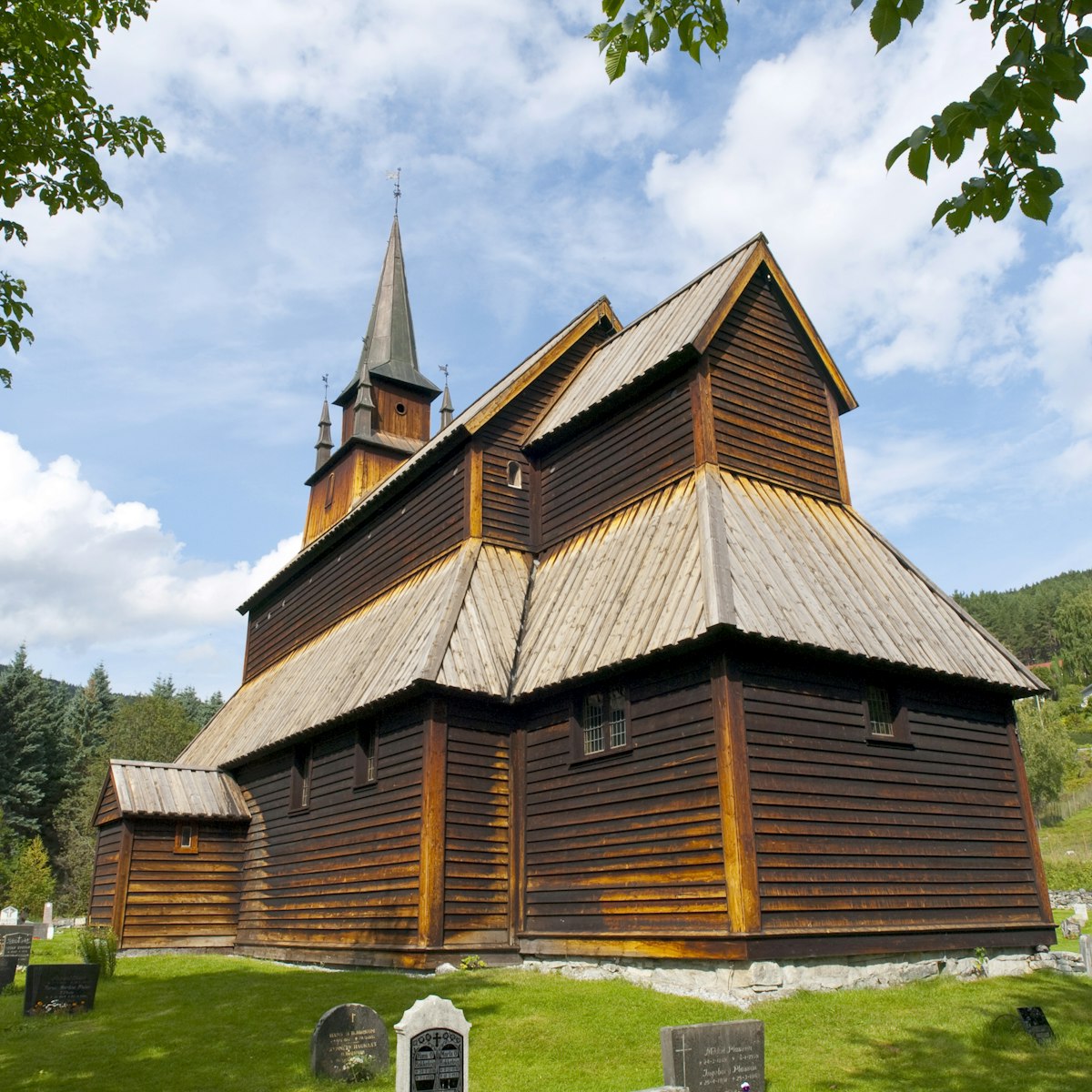 Kaupanger stave church (Kaupanger stavkyrkje) is the largest stave church in the Sogn og Fjordane, and is situated in the town of Kaupanger, Norway. The nave is supported by 22 staves, 8 on each of the longer sides and 3 on each of the shorter. The elevated chancel is carried by 4 free standing staves. The church has the largest number of staves to be found in any one stave church. It is still in use as a parish church, having been in use continuously since its erection.