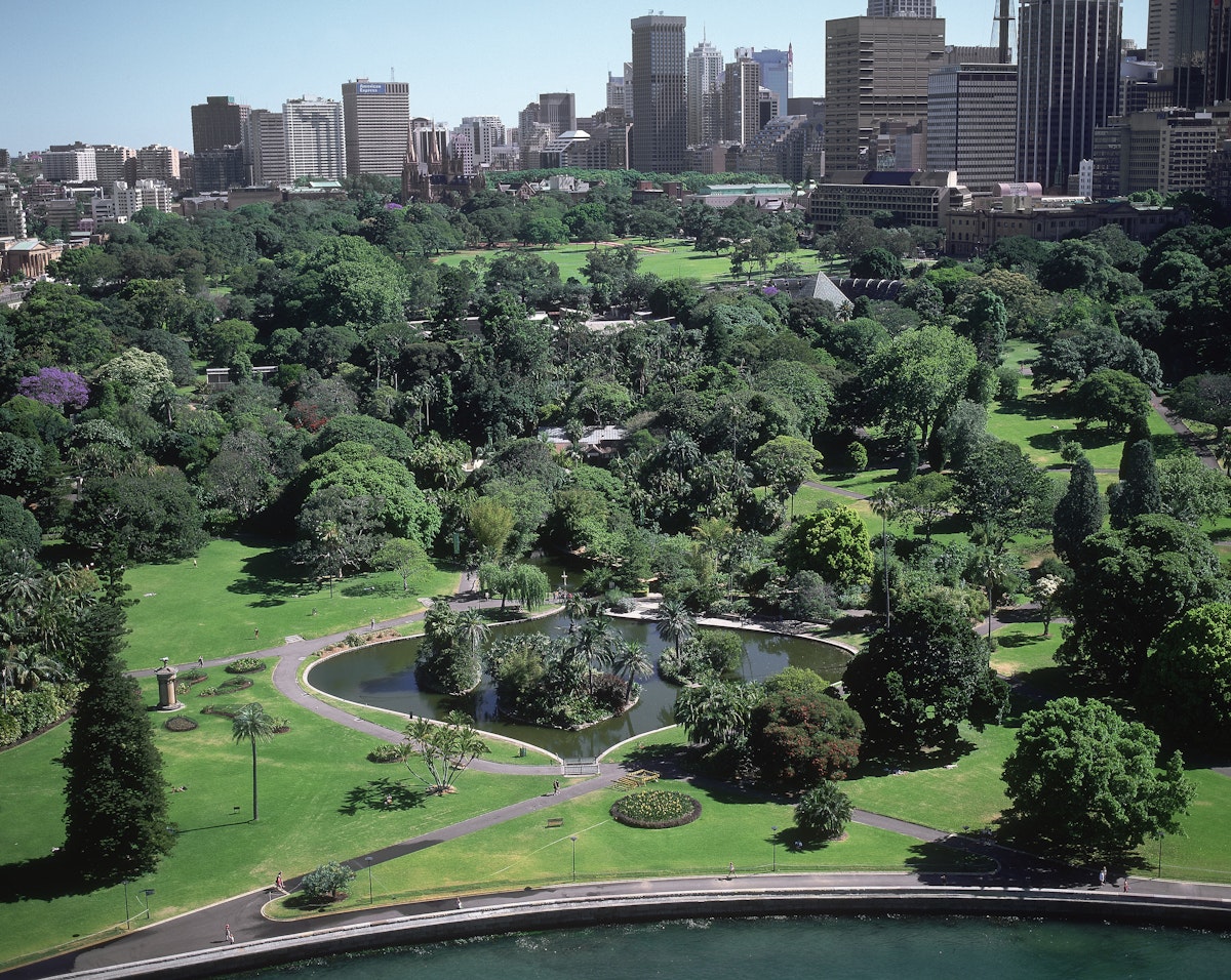aerial view of royal botanic gardens, sydney