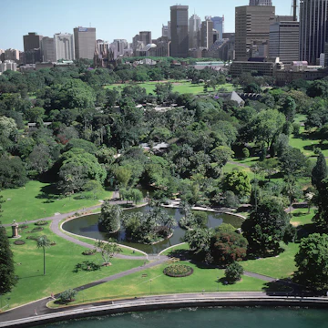 aerial view of royal botanic gardens, sydney
